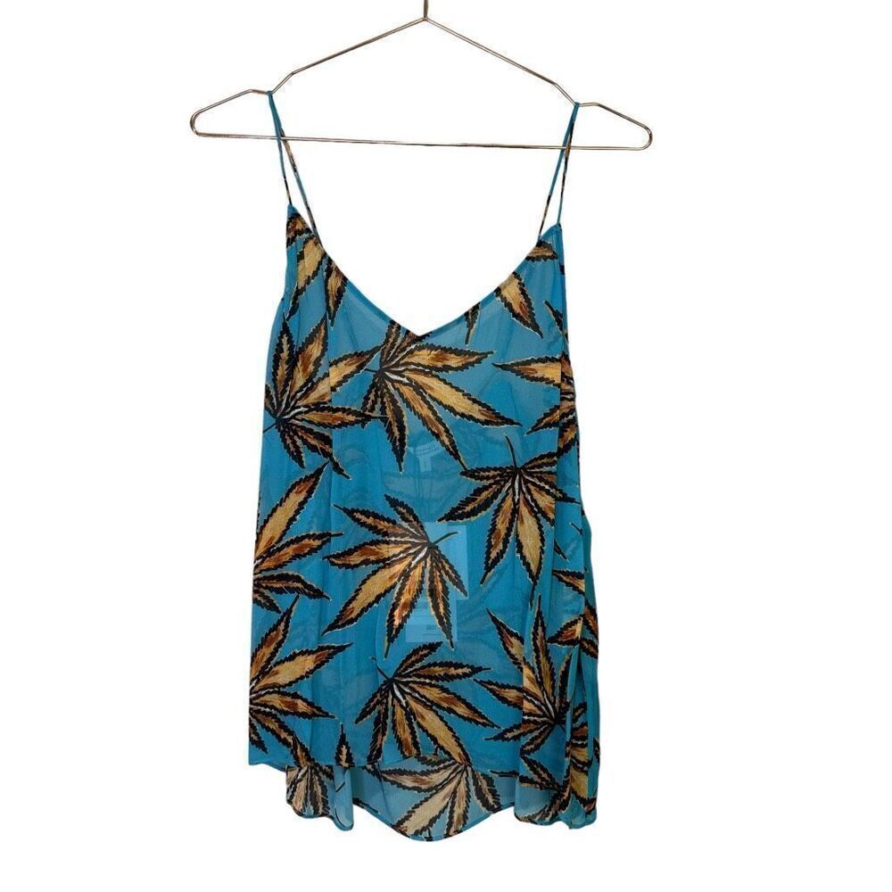 NWT Dorothee Schumacher Translucent Leaves Tank Top Turquoise Orange Size 4